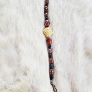 Hand crafted  Asian inspired  stone 7" bracelet ivory center